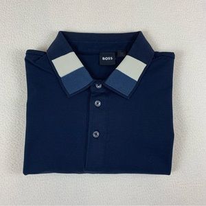 Hugo boss polo shirt men’s size large dark blue short sleeves Pima cotton